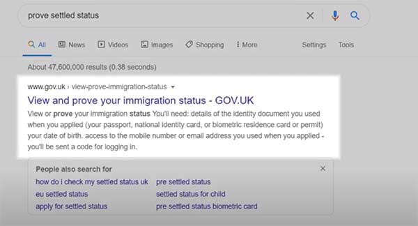 website to the inmigration status to the eu citizens
