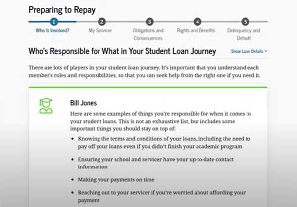 responsabilities for paying back student loan to exit counseling